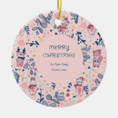 Merry Christmas Woodland Friends in Winter Forest Keramik Ornament (Vorne)