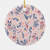 Merry Christmas Woodland Friends in Winter Forest Keramik Ornament (Hinten)