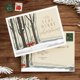 Merry Christmas Woodland Winter Forest Fox Feiertagspostkarte