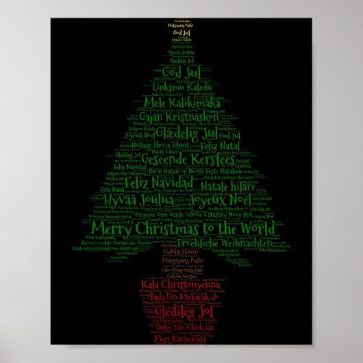 Merry Christmas World Languages Word Tree Poster (Vorne)