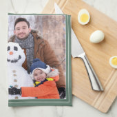 Merry Christmas World’s Best Dad Photos Sage Green Geschirrtuch (Viertel Falte)