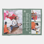 Merry Christmas World’s Best Dad Photos Sage Green Geschirrtuch (Horizontal)