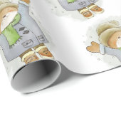 Merry Christmas Wrapping Cat Kitten Winter  Geschenkpapier (Rolleneckpunkt)