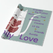 Merry Christmas Wrapping Family Love Friends Cat Geschenkpapier (Ungerollt)