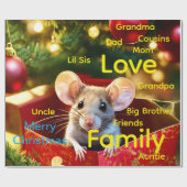 Merry Christmas Wrapping Family Love Mouse Geschenkpapier (Flach)