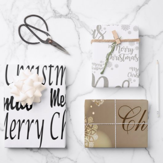 Merry Christmas Wrapping Paper Sheets Geschenkpapier Set (Vorderseite)