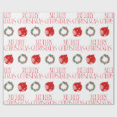 Merry Christmas Wrapping Paper w Ornament & Wreath Geschenkpapier (Flach)
