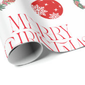 Merry Christmas Wrapping Paper w Ornament & Wreath Geschenkpapier (Rolleneckpunkt)