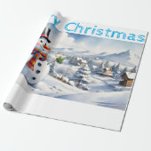 Merry Christmas Wrapping Snowman Vintage Geschenkpapier (Ungerollt)