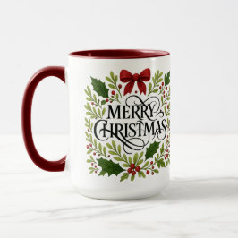 Merry Christmas Wreath Coffee Mug Tasse