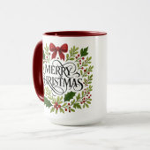 Merry Christmas Wreath Coffee Mug Tasse (Vorderseite Links)