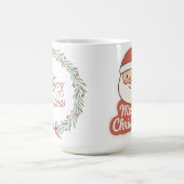 Merry Christmas Wreath & Cute Santa Two-Sided Holi Kaffeetasse (Mittel)