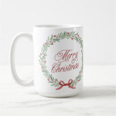 Merry Christmas Wreath & Cute Santa Two-Sided Holi Kaffeetasse (Links)