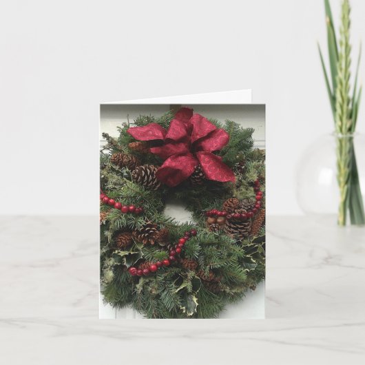 Merry Christmas Wreath Feiertagskarte (Vorderseite)