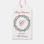 Merry Christmas Wreath Gift Tag Geschenkanhänger (Vorderseite)