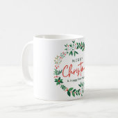 Merry Christmas Wreath Mug – Holiday & Mug, 11 oz Kaffeetasse (Vorderseite Links)