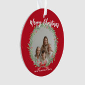 Merry Christmas Wreath Photo Personalized Family N Ornament (Vorderseite)