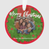 Merry Christmas Wreath Photo Personalized Family N Ornament (Vorderseite)