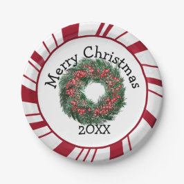Merry Christmas Wreath Plates Pappteller