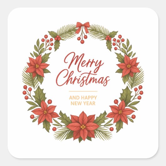 Merry Christmas Wreath Sticker – Holiday  (Vorderseite)
