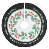 MERRY CHRISTMAS Wreath with Red Berries Polyester Weihnachtsbaumdecke (Vorderseite)