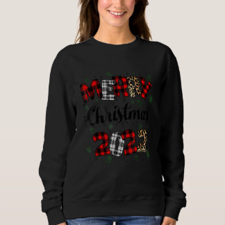 Merry Christmas Xmas 2022 Red Plaid Leopard Santa  Sweatshirt