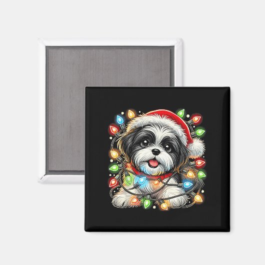 Merry Christmas Xmas Shih Tzu Santa Dog Men Women Magnet (Vorderseite/Rückseite)