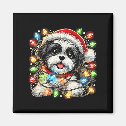 Merry Christmas Xmas Shih Tzu Santa Dog Men Women Magnet (Vorne)