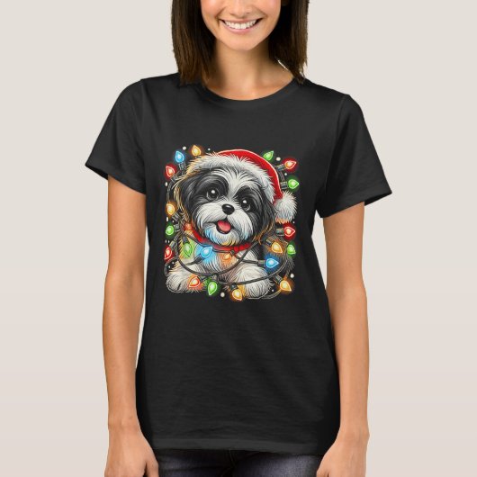 Merry Christmas Xmas Shih Tzu Santa Dog Men Women T-Shirt (Vorderseite)