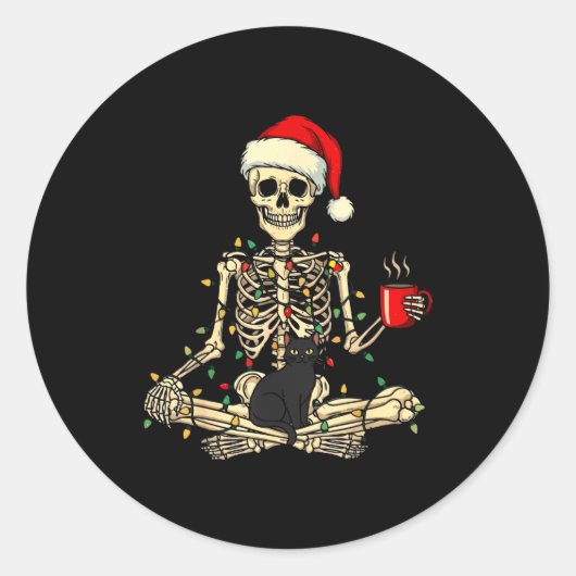 Merry Christmas Xmas Skull Skeleton Funny Matching Runder Aufkleber (Vorderseite)