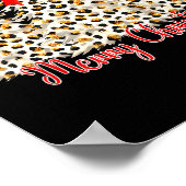 Merry Christmas Xmas Trees Leopard Coquette Bow Ho Poster (Ecke)