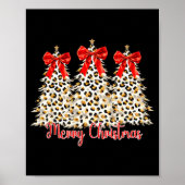 Merry Christmas Xmas Trees Leopard Coquette Bow Ho Poster (Vorne)