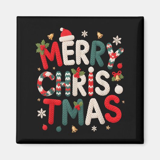 Merry Christmas Xmas Yarn Crochet Knitting Quilter Magnet (Vorne)