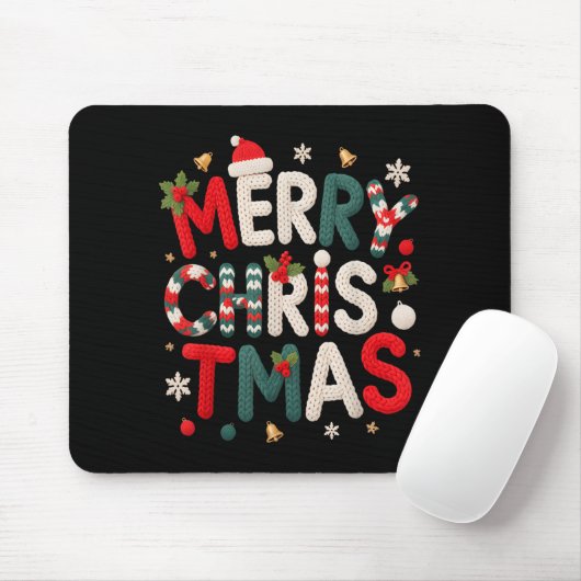 Merry Christmas Xmas Yarn Crochet Knitting Quilter Mousepad (Mit Mouse)