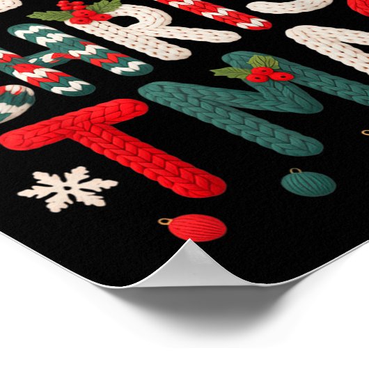 Merry Christmas Xmas Yarn Crochet Knitting Quilter Poster (Ecke)