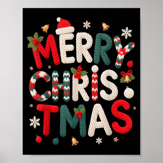 Merry Christmas Xmas Yarn Crochet Knitting Quilter Poster (Vorne)