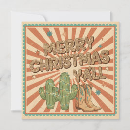 Merry Christmas Y’all Boho Western Card Feiertagskarte