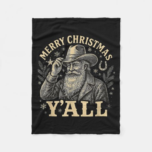 Merry Christmas Y’all Cowboy Western Santa Tee Fleecedecke (Vorderseite)