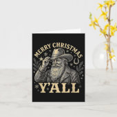 Merry Christmas Y’all Cowboy Western Santa Tee  Karte (Gelbe Blume)