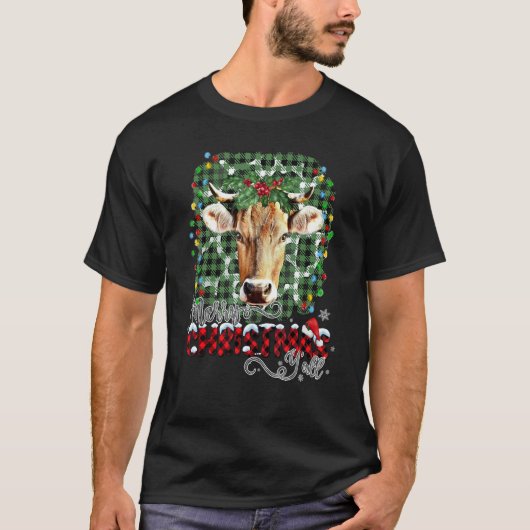 Merry Christmas Y all Highland Cow Heifer Animal T-Shirt (Vorderseite)