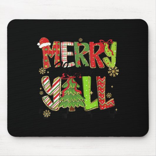 Merry Christmas Y’all Southern Christmas Tree Girl Mousepad (Vorne)