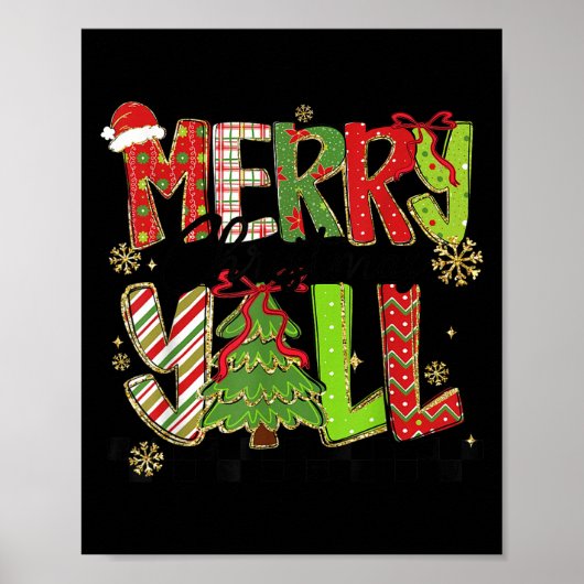 Merry Christmas Y’all Southern Christmas Tree Girl Poster (Vorne)