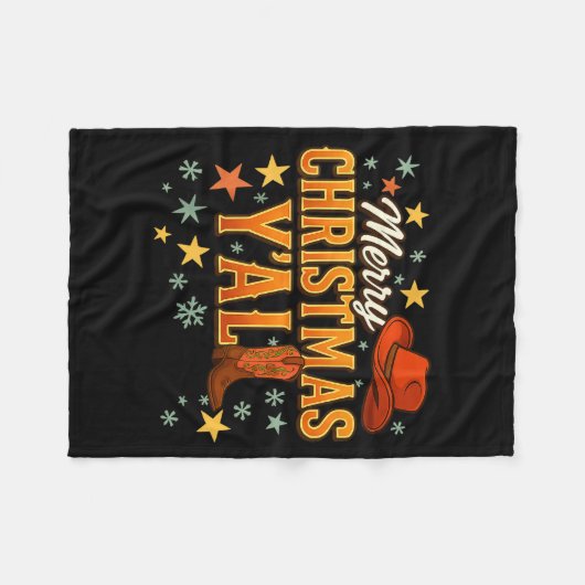 Merry Christmas Y’all Western Cowboy Cowgirl Boot  Fleecedecke (Vorderseite (Horizontal))