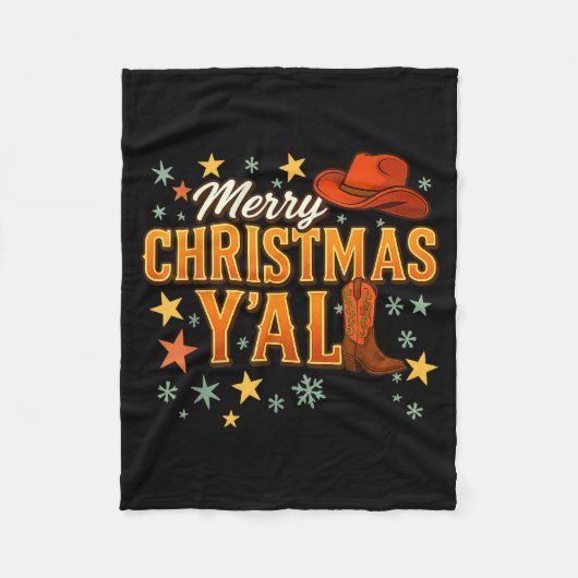 Merry Christmas Y’all Western Cowboy Cowgirl Boot  Fleecedecke (Vorderseite)