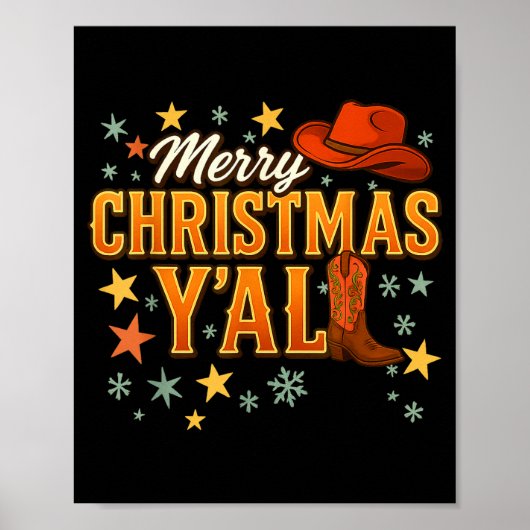 Merry Christmas Y’all Western Cowboy Cowgirl Boot  Poster (Vorne)