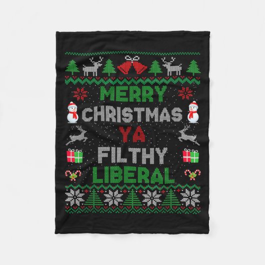 Merry Christmas Ya Filthy Liberal Ugly Knit Fleecedecke (Vorderseite)