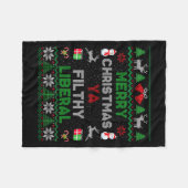 Merry Christmas Ya Filthy Liberal Ugly Knit Long S Fleecedecke (Vorderseite (Horizontal))