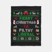 Merry Christmas Ya Filthy Liberal Ugly Knit Long S Fleecedecke (Vorderseite)