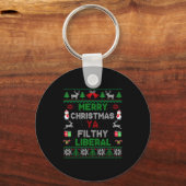 Merry Christmas Ya Filthy Liberal Ugly Knit Long S Schlüsselanhänger (Vorderseite)