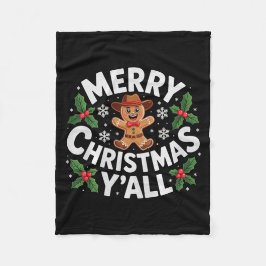 Merry Christmas Yall Gingerbread Cowboy Howdy West Fleecedecke (Vorderseite)